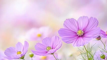 Fototapeta premium Beautiful Pink Cosmos Flowers in Soft Focus