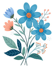 Elegant Stylized Floral Bouquet with Three Blooming Flowers