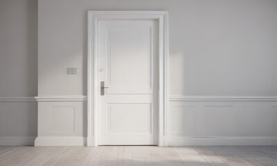Stylish white painted interior door set, showcasing different positions  ,  clean lines,  photography