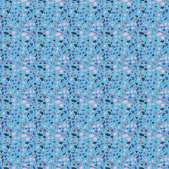 Terrazzo Texture Seamless Pattern in Blue