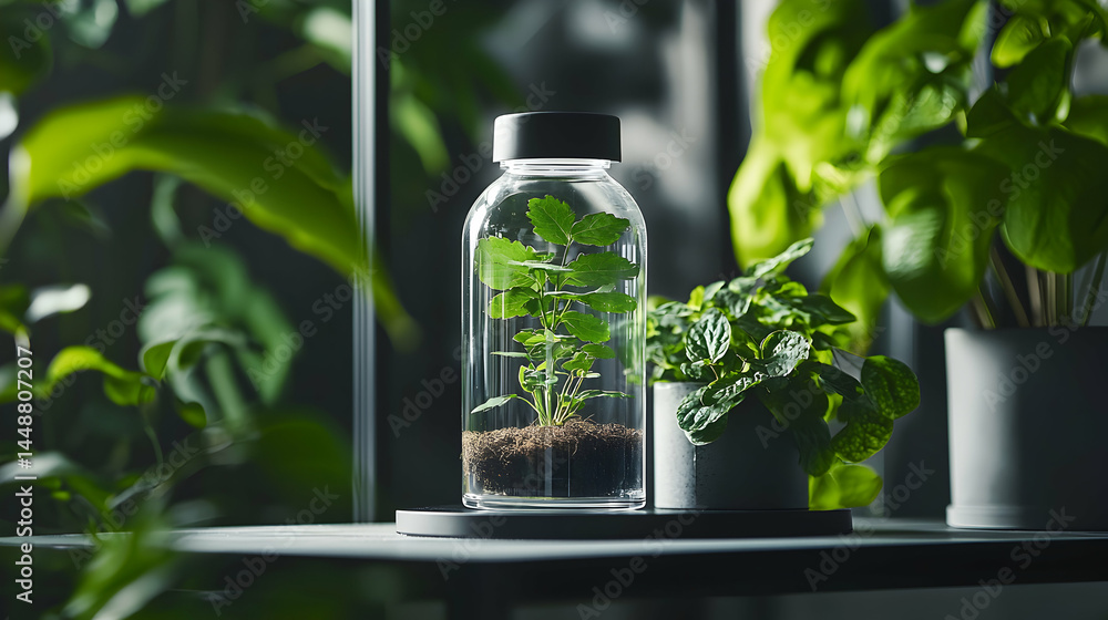 Aufkleber a terrarium plant in a glass container. ideal for small spaces adding greenery and a touch of nature
