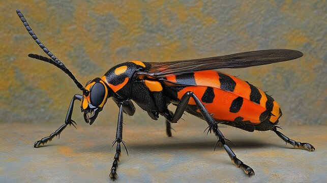 Stunning Closeup of a Vibrant Orange and Black Wasp