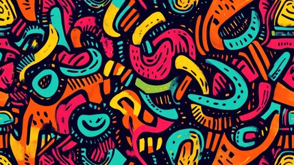 Vibrant abstract design with swirling, colorful shapes.