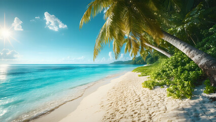 Tropical paradise sunny beach getaway