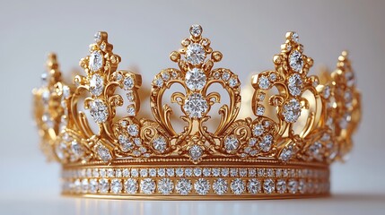 Fototapeta premium Opulent Golden Crown Adorned With Sparkling Diamonds A Symbol Of Royalty High Resolution Photo