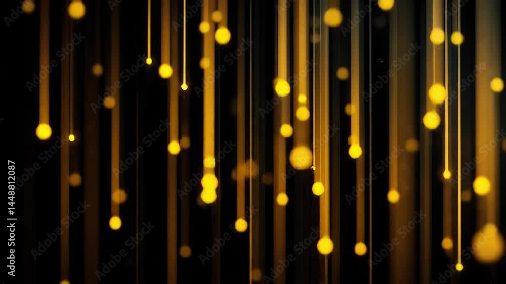 Poster golden particles fall gracefully against a dark backdrop, creating a captivating atmosphere with a s