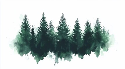 Abstract watercolor illustration of a dense forest.