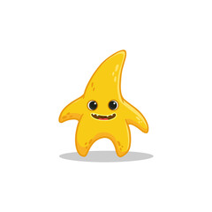 Cute cartoon monster on white background. Starfish. Happy Alien in flat style. Star monster. Vector illustration
