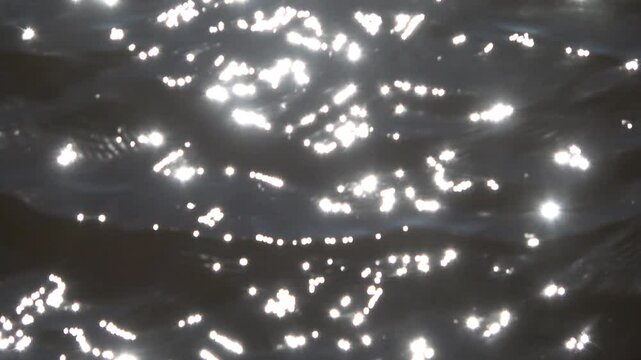 Rippling dark water surface gleaming with golden sunlight, shimmering and sparkling across liquid texture.