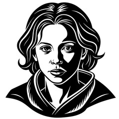 portrait of a girl vector illustration silhouette 