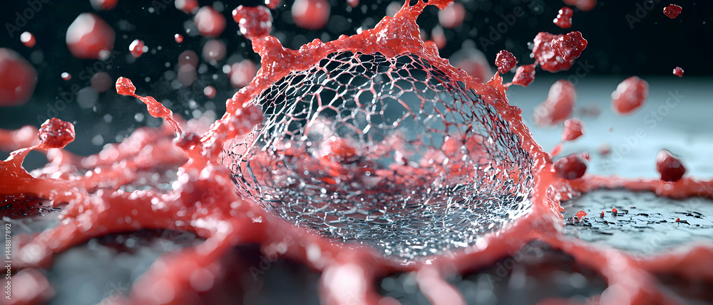Poster this image depicts a microscopic view of biological processes. it could illustrate scientific articl