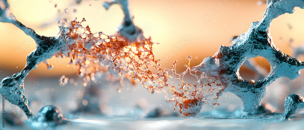 Poster abstract art featuring complex cellular structures. suitable for science education websites or backg