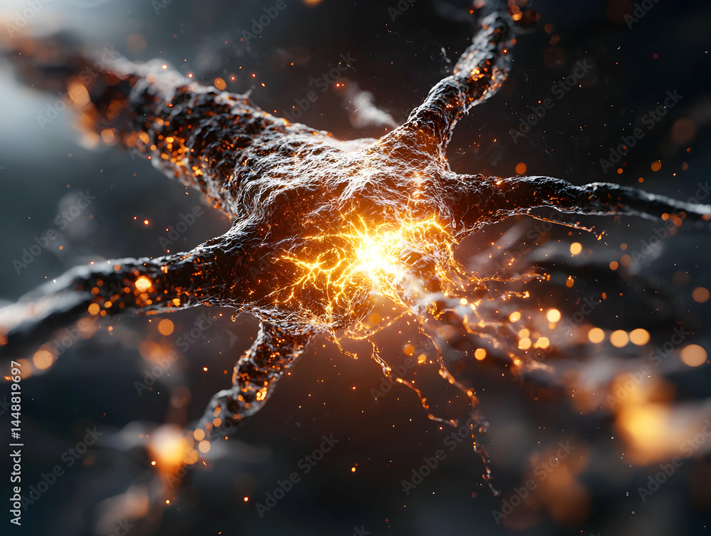 Aufkleber a stylized image of a neuron firing. its application could be used in educational materials or medic