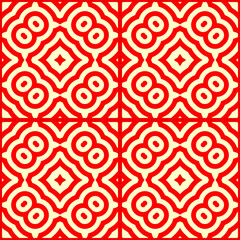 Lozenges, circles ornament. Seamless pattern. Mosaic backdrop. Tiles wallpaper. Ethnic motif. Geometric linear background. Digital paper. Geometrical textile print. Embroidery image.