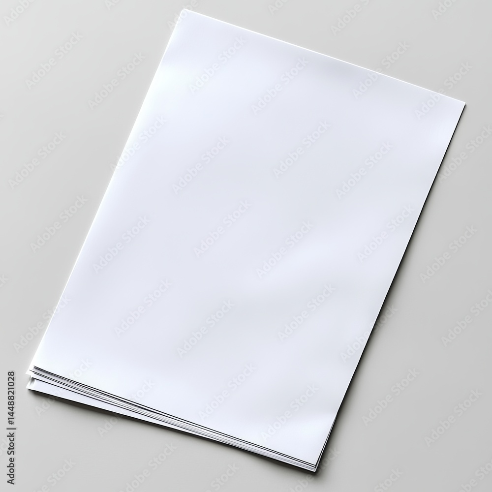 Poster modern illustration featuring an a4 format blank paper sheet with a realistic shadow, set against a 
