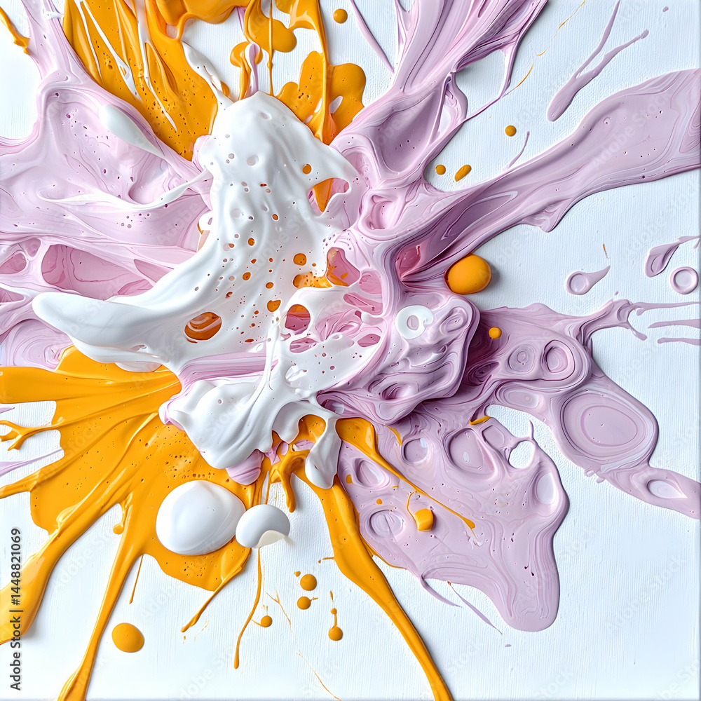 Poster abstract paint splash art with vibrant colors. perfect for wall art or design elements. use for a mo