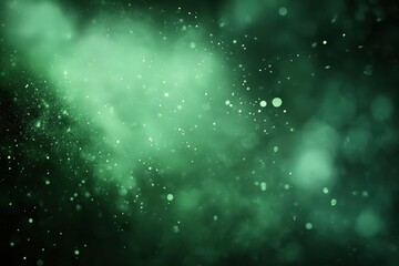 Obraz premium Enchanted Dark Forest with Glowing Green Mist and Floating Light Particles