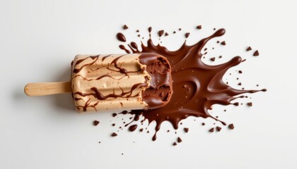 Delicious Chocolate Covered Ice Cream Bar with Melted Chocolate Drizzle