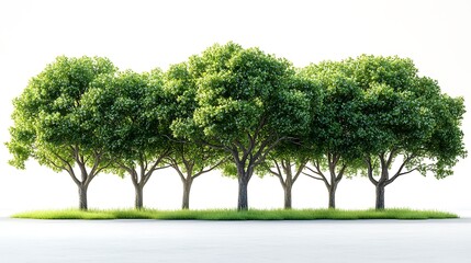 Obraz premium Row Of Lush Green Trees With Grass Underneath High Resolution Photo