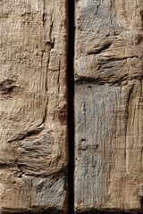 Rustic chestnut wood boards with natural texture for facade cladding in warm tones