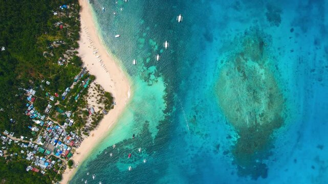 4K Aerial Drone Footage of Guyam Island in Siargao, Philippines &ndash; Tropical Sandbar, Clear Blue Water, and Palm Trees
