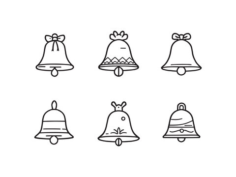 Set of 6 pcs Different type of Ding Dong Clear Vision Simple Line Art on White Background