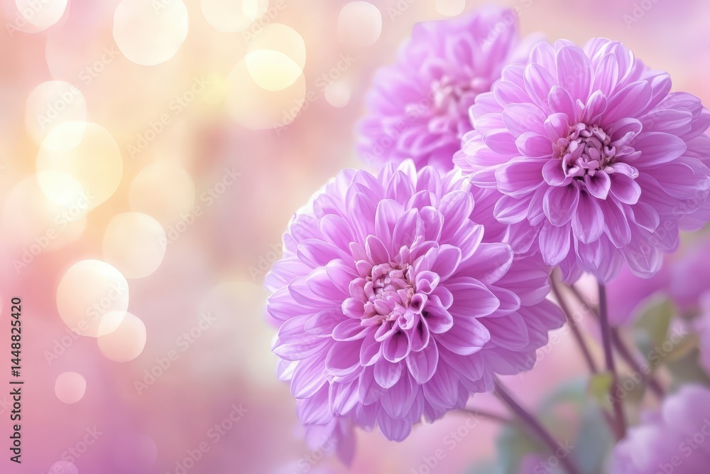 Poster romantic pink and mauve bokeh background with soft gradient lighting