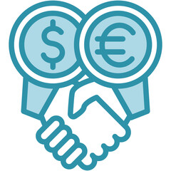 Alliance Treaty mini illustration dual tone color icon, use for trade wars, economy, business, finance, economic competition, UI, UX kit, app and web development, digital or print.