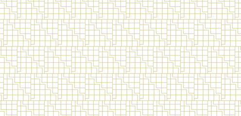 Geometric Grid Structure with Repeating Blocks. Seamless & Minimal Geometric Vector Pattern Design with golden line and shape.