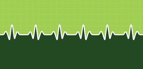 Electrocardiogram on a green background vector illustration. Heartbeat ECG Infographic for Medical Presentation.