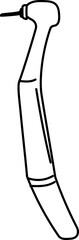 Dental Drill Tool Hand-Drawn Outline