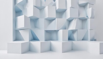 Subtle blue geometric shapes on a white background,  modern,  polygons,  wallpaper