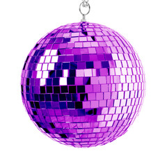 One bright shiny disco ball on white background