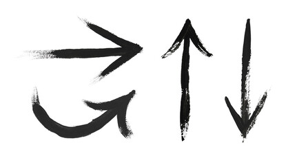 Four black arrows isolated on white, collection