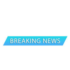 aBlue breaking news tag with flat modern style on transparent background for television media alerts