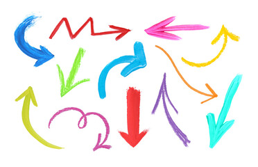 Set of different arrows isolated on white