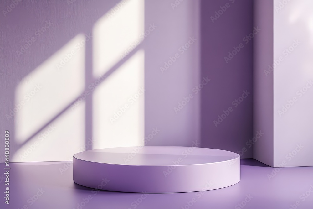 Poster minimalist lilac matte surface with luminous arc and soft ambient light