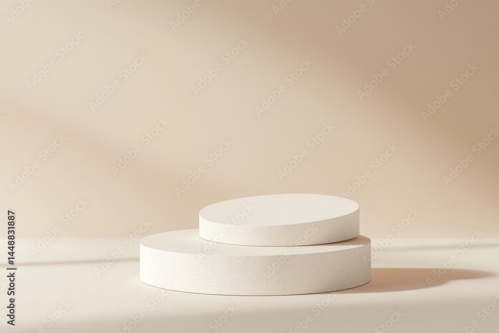 Poster minimal ivory backdrop with soft reflection and open negative space