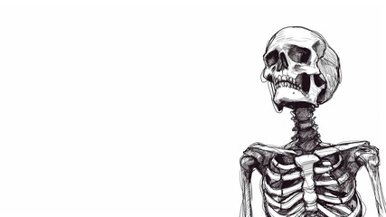 Fototapeta premium Skeleton profile illustration with empty background. Human anatomy and science concept. 