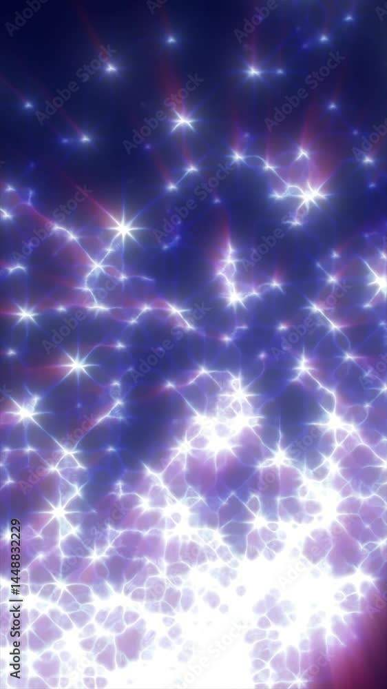 Poster soft glowing grid of bright nodes and electric sparks forming an organic network on a deep backgroun