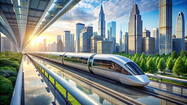 Hyperloop Business Commute of the Future Concept.
