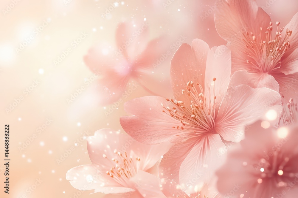 Aufkleber soft pale peach gradient with light bloom and ambient bokeh dots