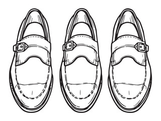 Minimalist Monk Strap Shoes Drawing