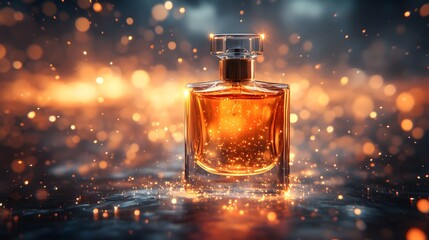 Mockup Mock up Perfume Bottle with Sparkling Light Effect