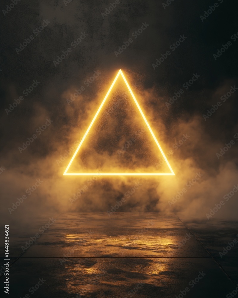 Aufkleber illuminated triangle in smoky setting with reflective floor