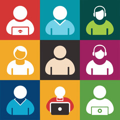 Colorful User Icons Set for Website Design and Branding