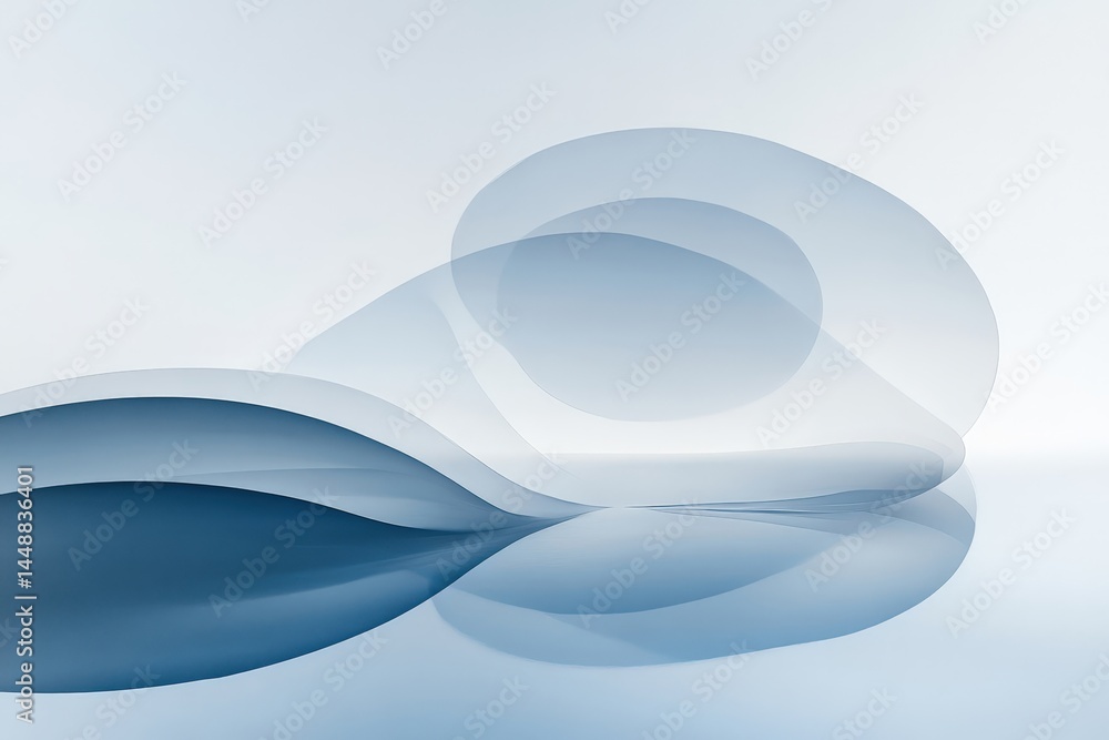 Poster monochrome blue abstract background with soft geometric overlaps