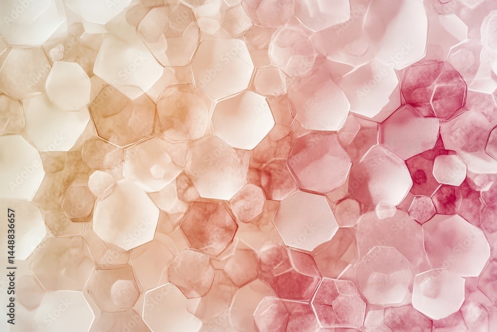 Poster soft gradient background with layered translucent pink and cream hexagons