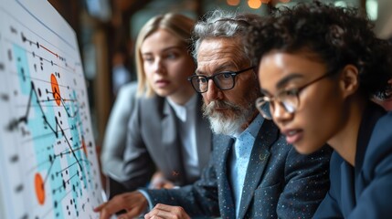 Futuristic digital marketing team exploring buyer personas to optimize SEM campaigns and create compelling content