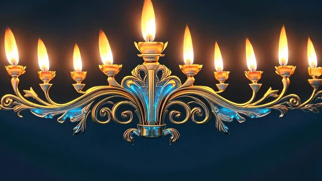 Ornate candelabra illuminating elegant flame sequence against dark background